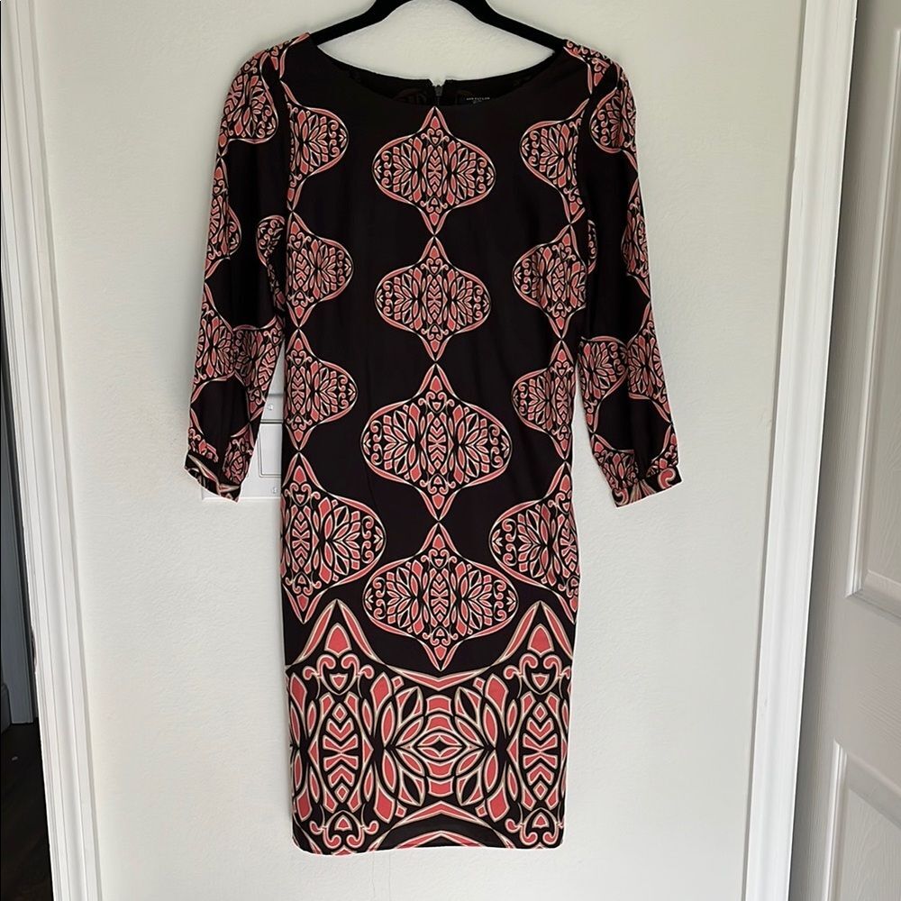 Ann Taylor Pink Sheath Dress with Cuffed Sleeves